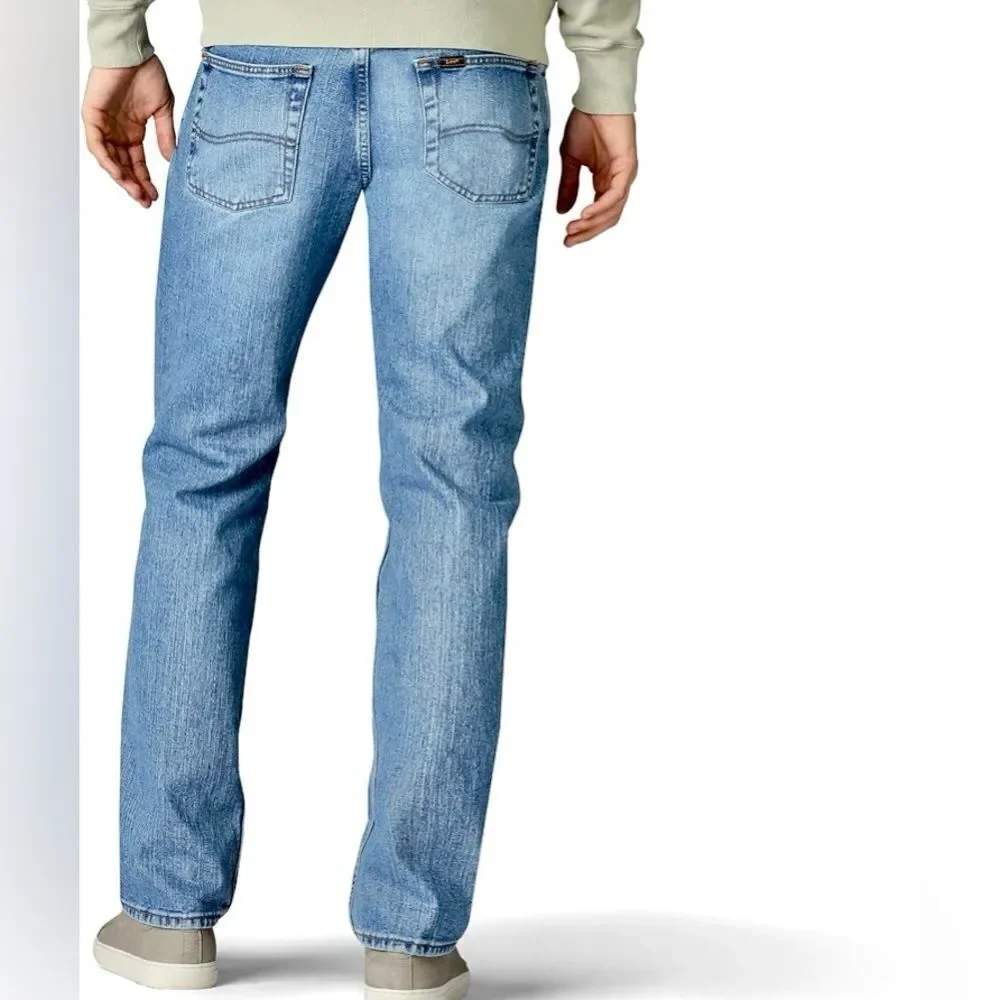 Lee Regular Fit Straight Leg Jeans in Light Blue Wash Men’s 30/32